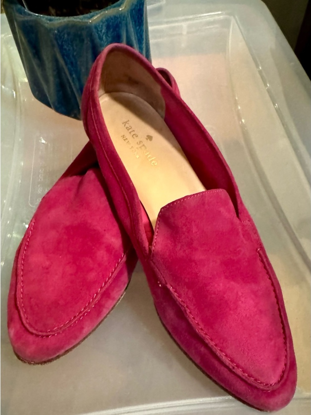kate spade Fuchsia Suede Pointed Toe Loafers Size 6.5